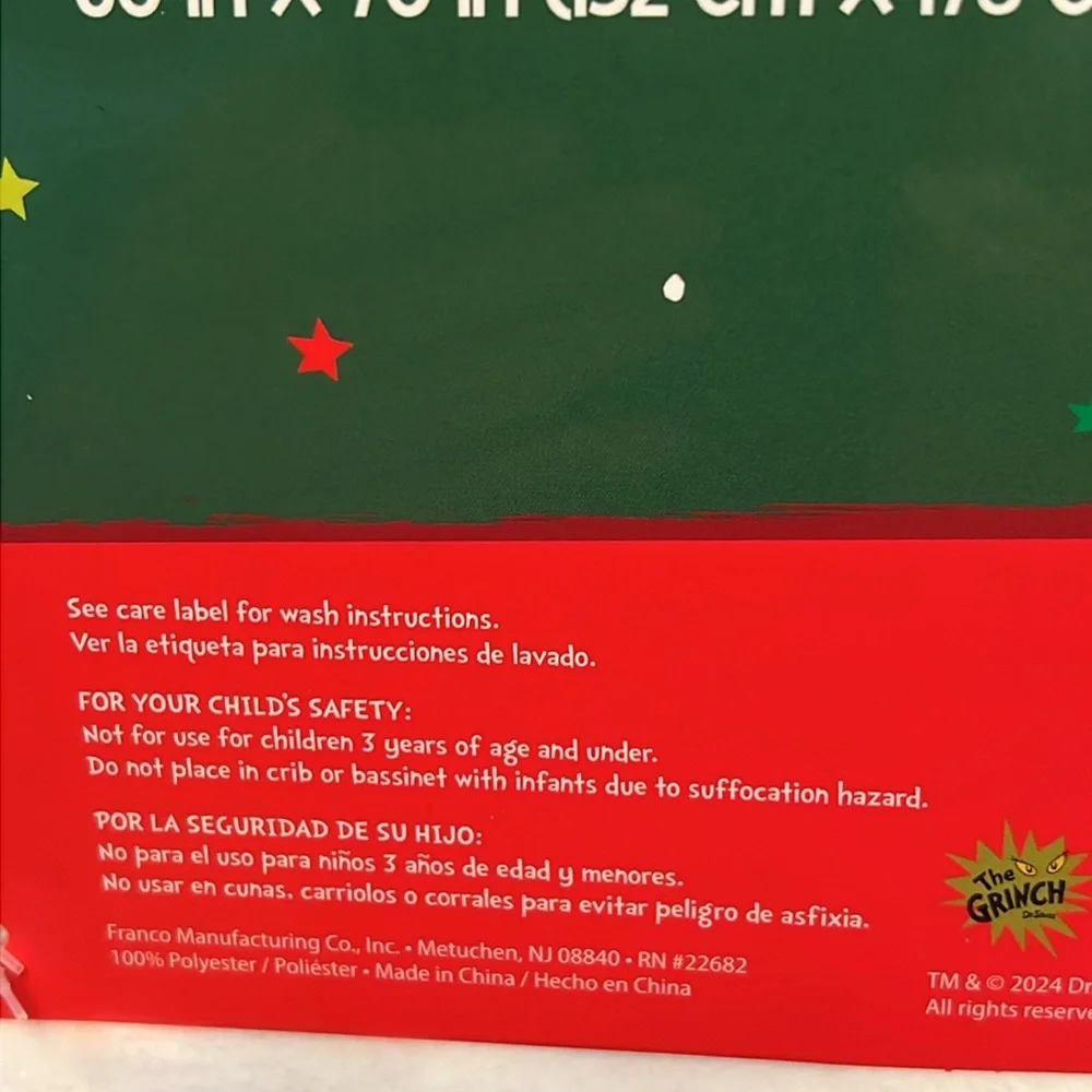 Grinch Dr. Seuss Christmas Oversized Throw Blanket - NWT